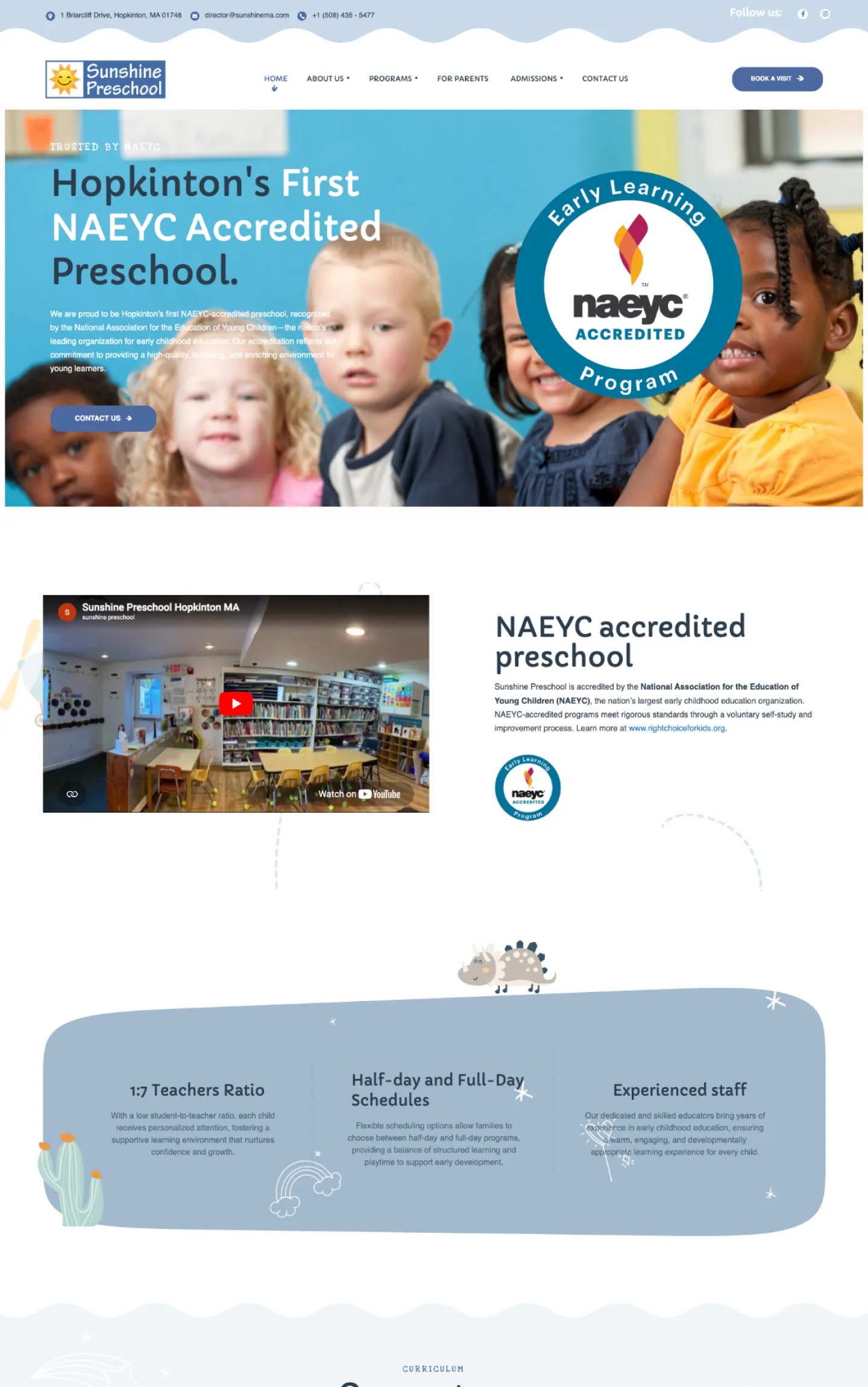 Sunshine Preschool website design preview